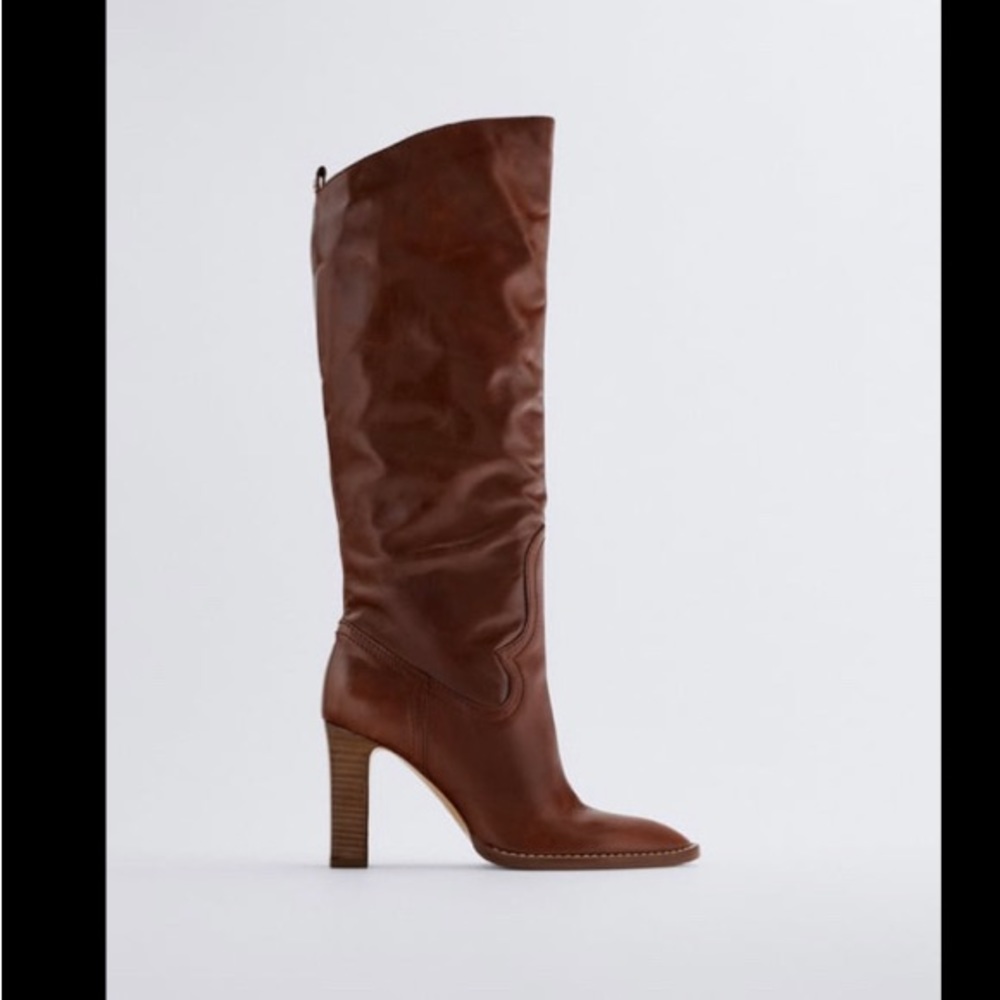 High Shaft Heeled leather boots
